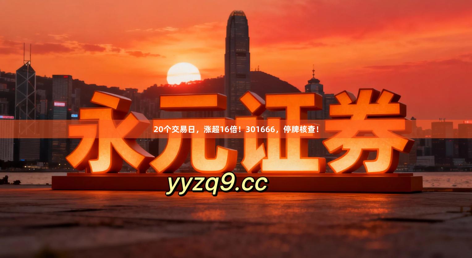 20个交易日，涨超16倍！301666，停牌核查！